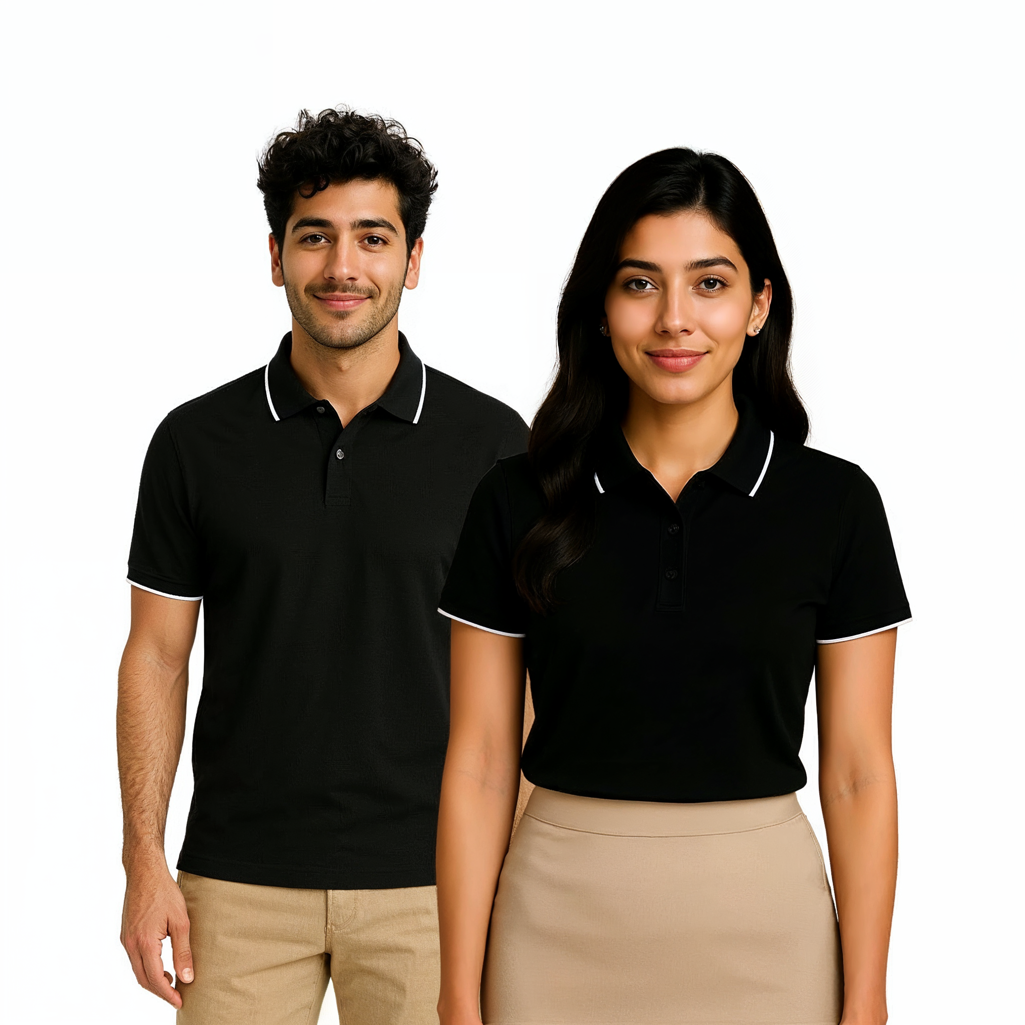 ⁠Cotton Polo Tshirt With Tipped Collar
