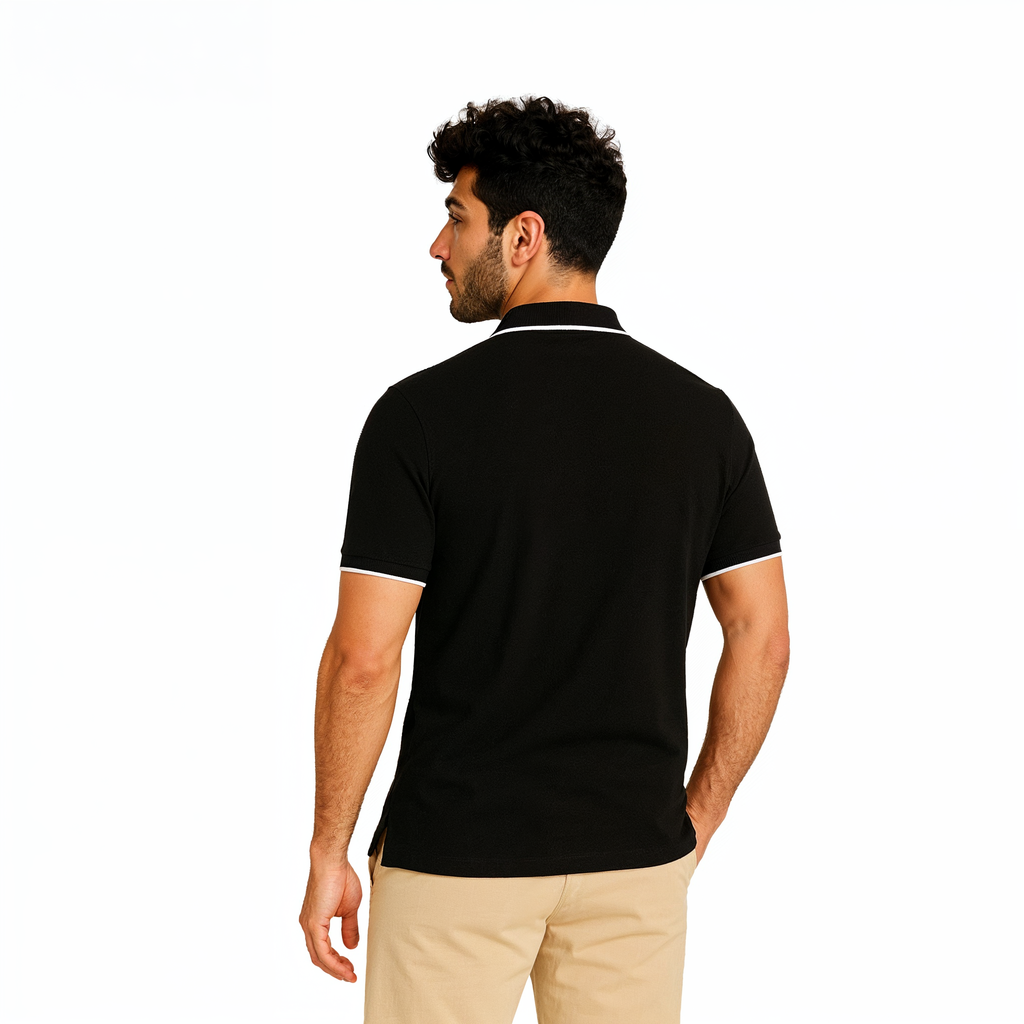 ⁠Cotton Polo Tshirt With Tipped Collar