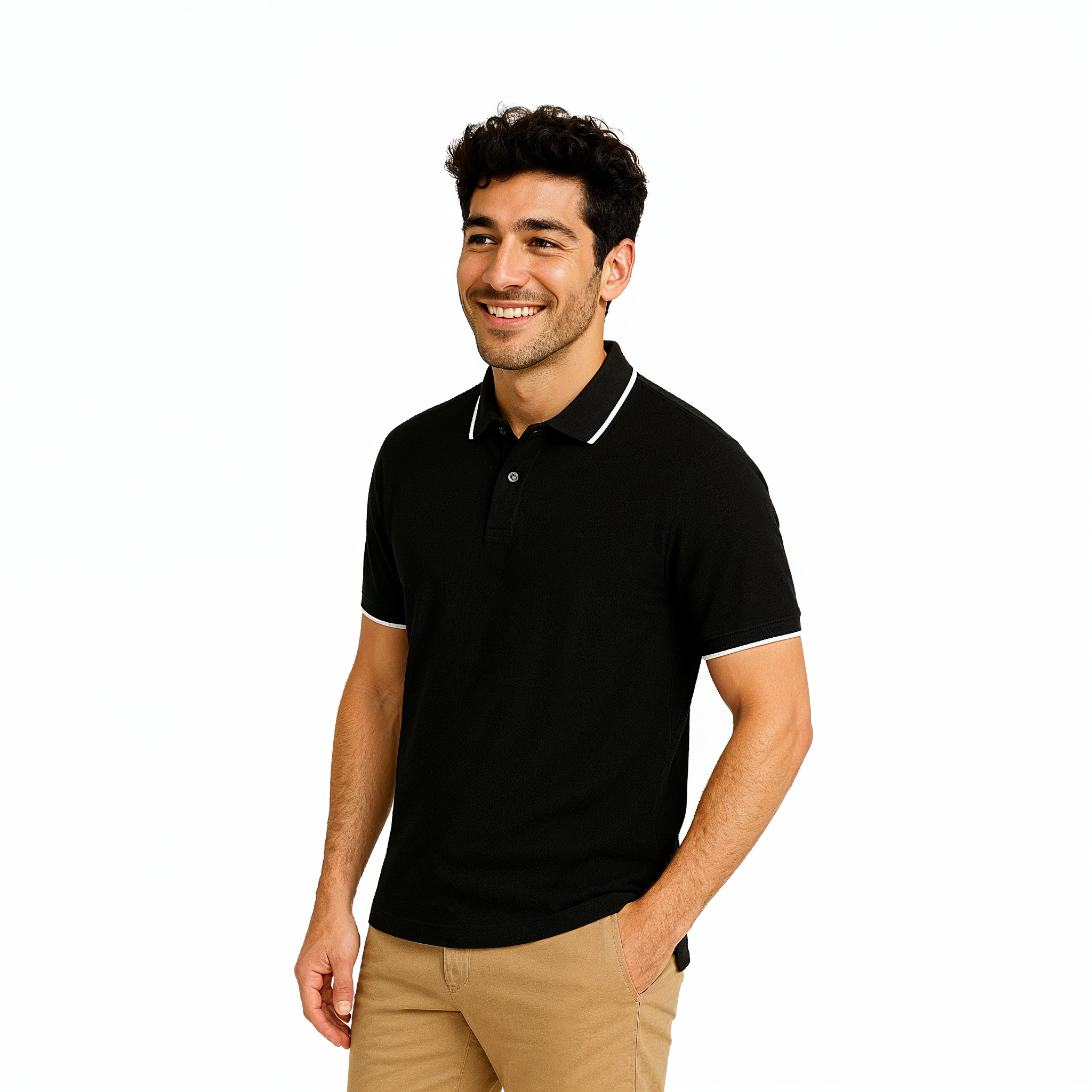 ⁠Cotton Polo Tshirt With Tipped Collar