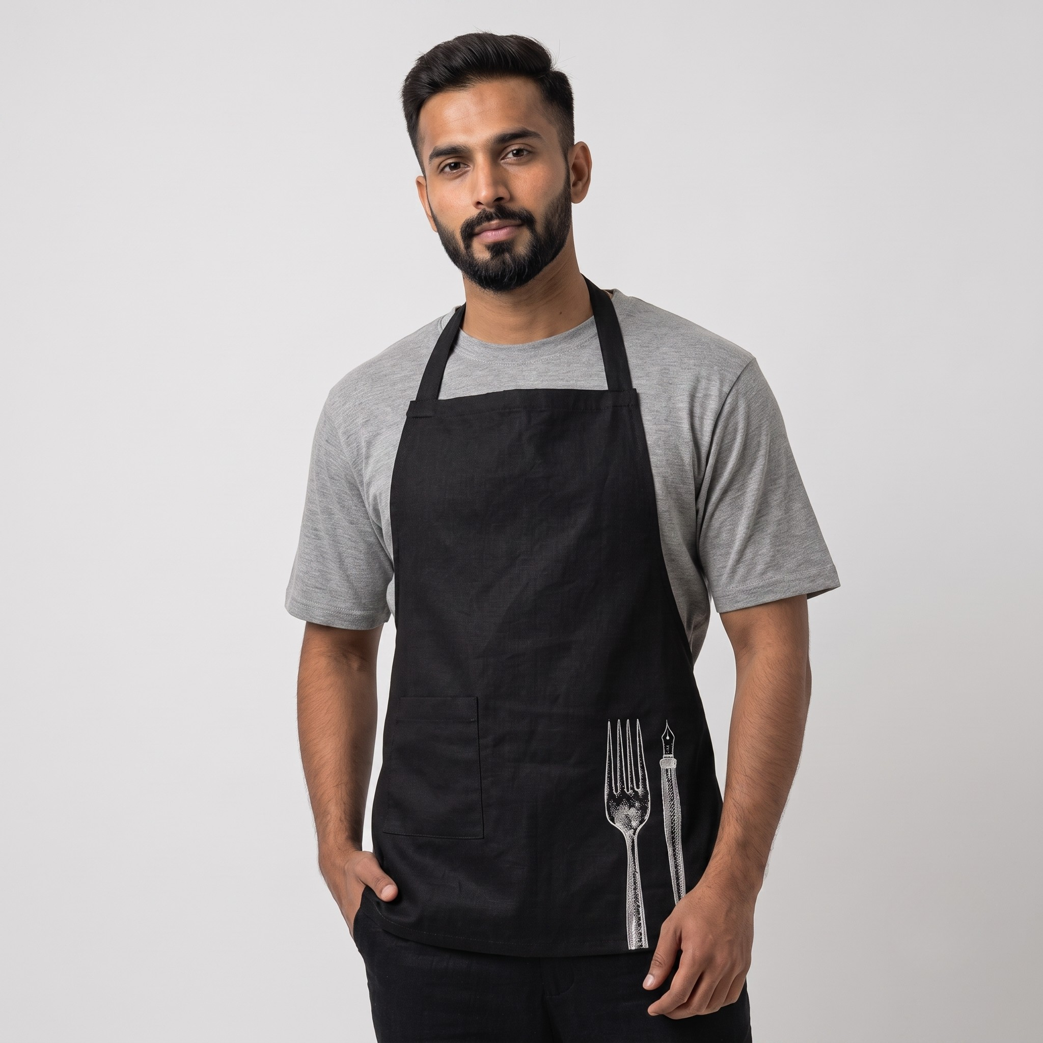TGC Embroidered Black Full Apron